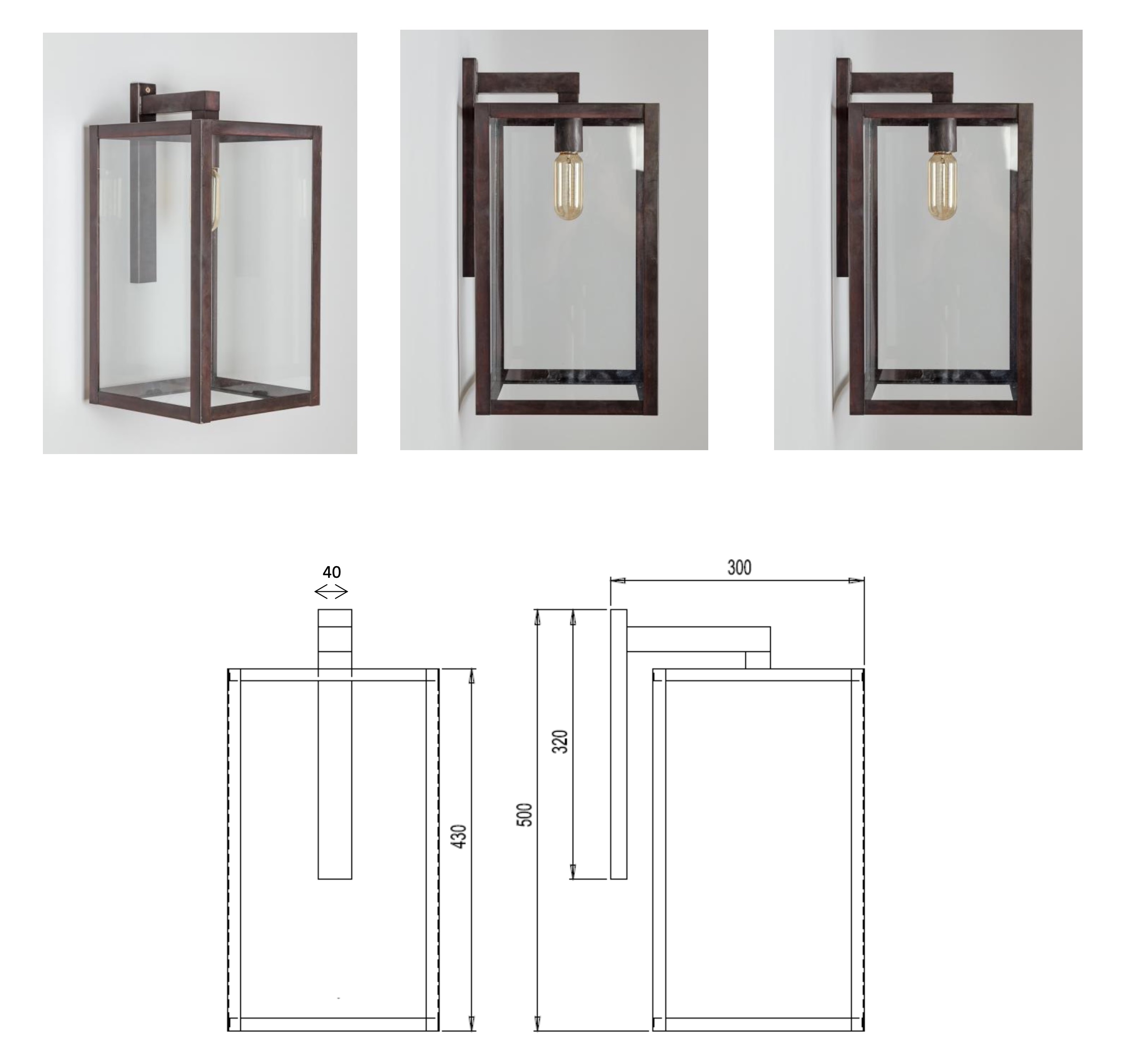 Hochwertige Design Außenwandleuchte mit klarer Glasarchitektur und geradliniger Laternenform