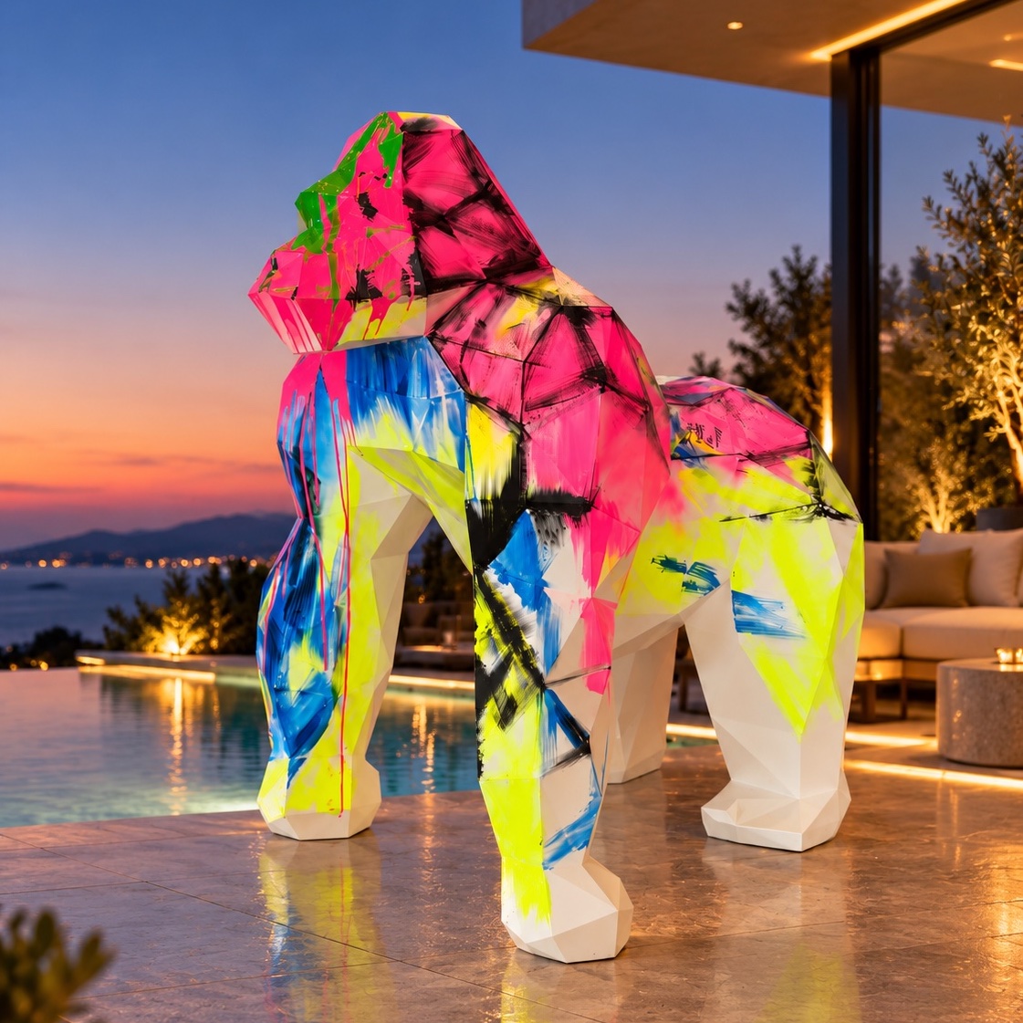 Tomyboy Gorilla Skulptur Groß | Fluoreszierende Urban Art
